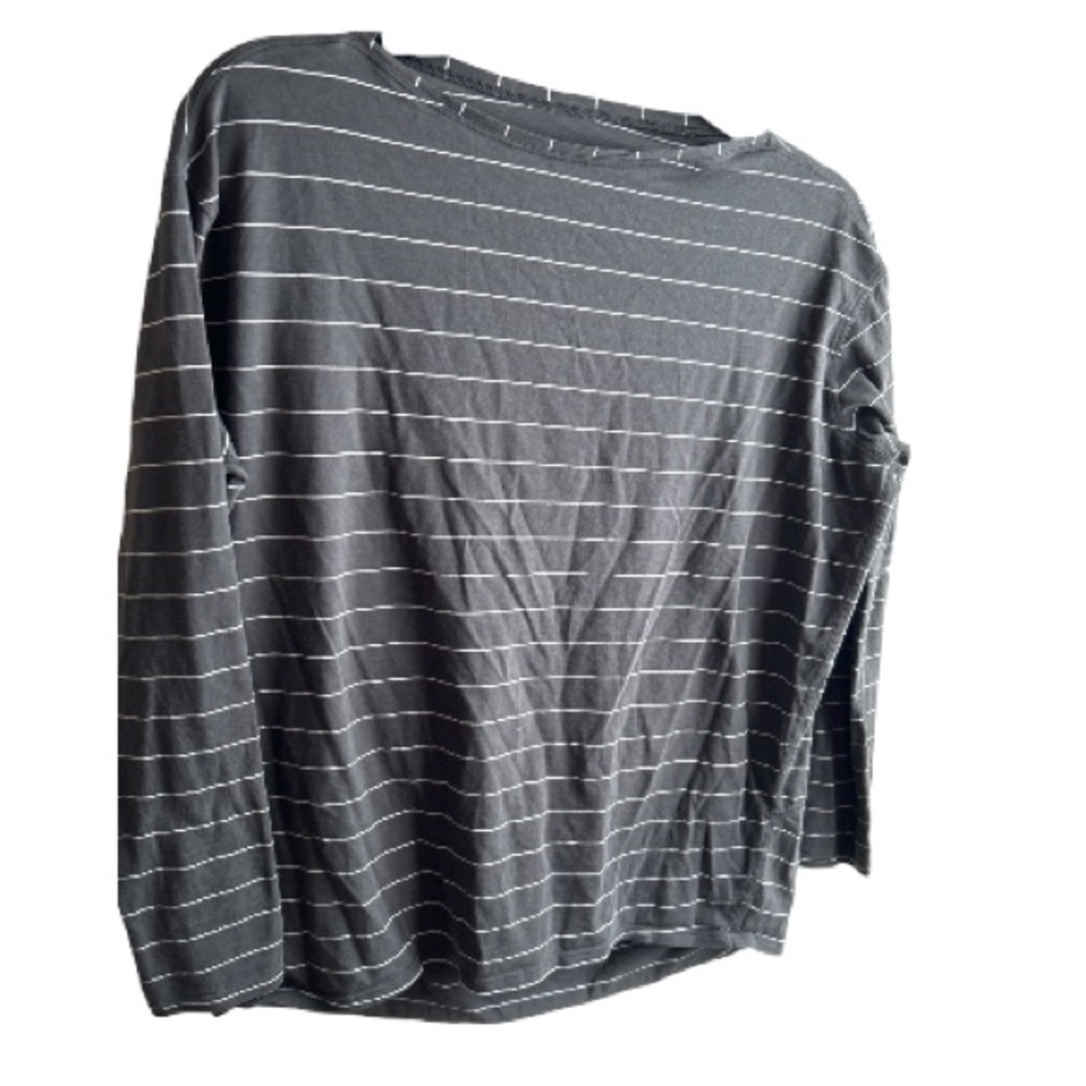 Lululemon Emerald Long Sleeve Top Short Serve Stripe Black White Pima Cotton